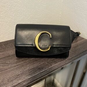 Chloe black leather belt bag
